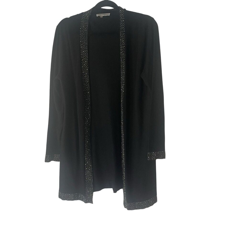 Liquid Medium Black‎ Rhinestone Party Soft Viscose Wool Blend Cardigan Sweater